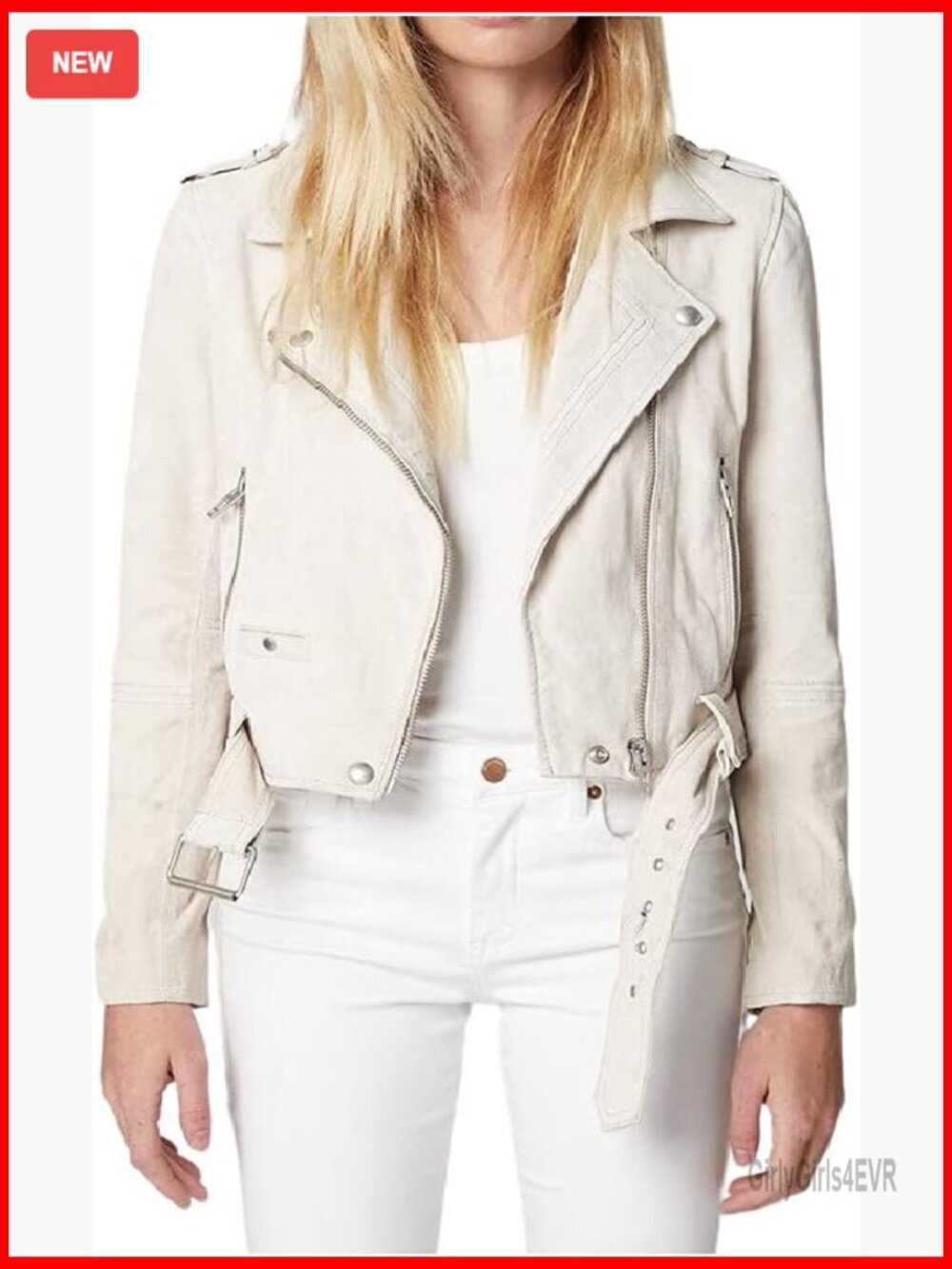 Cropped Suede Leather Moto Jacket, Fitted, Long Sleeve, Premium Quality
